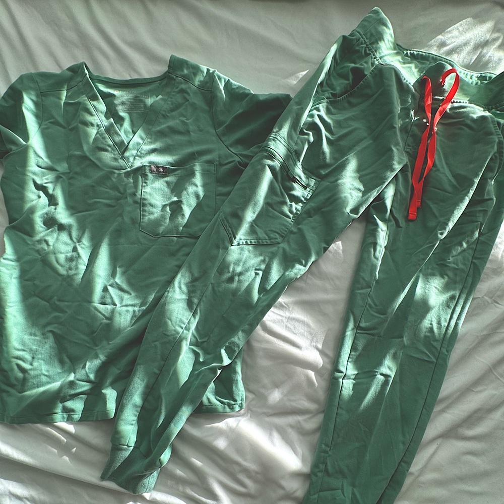 Lightly Worn Figs Scrub Set - Light Green
